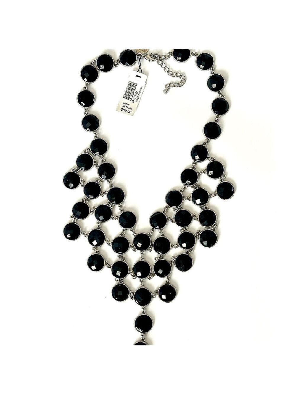 WHITE HOUSE BLACK MARKET Black & Silver Bib Necklace | NWT